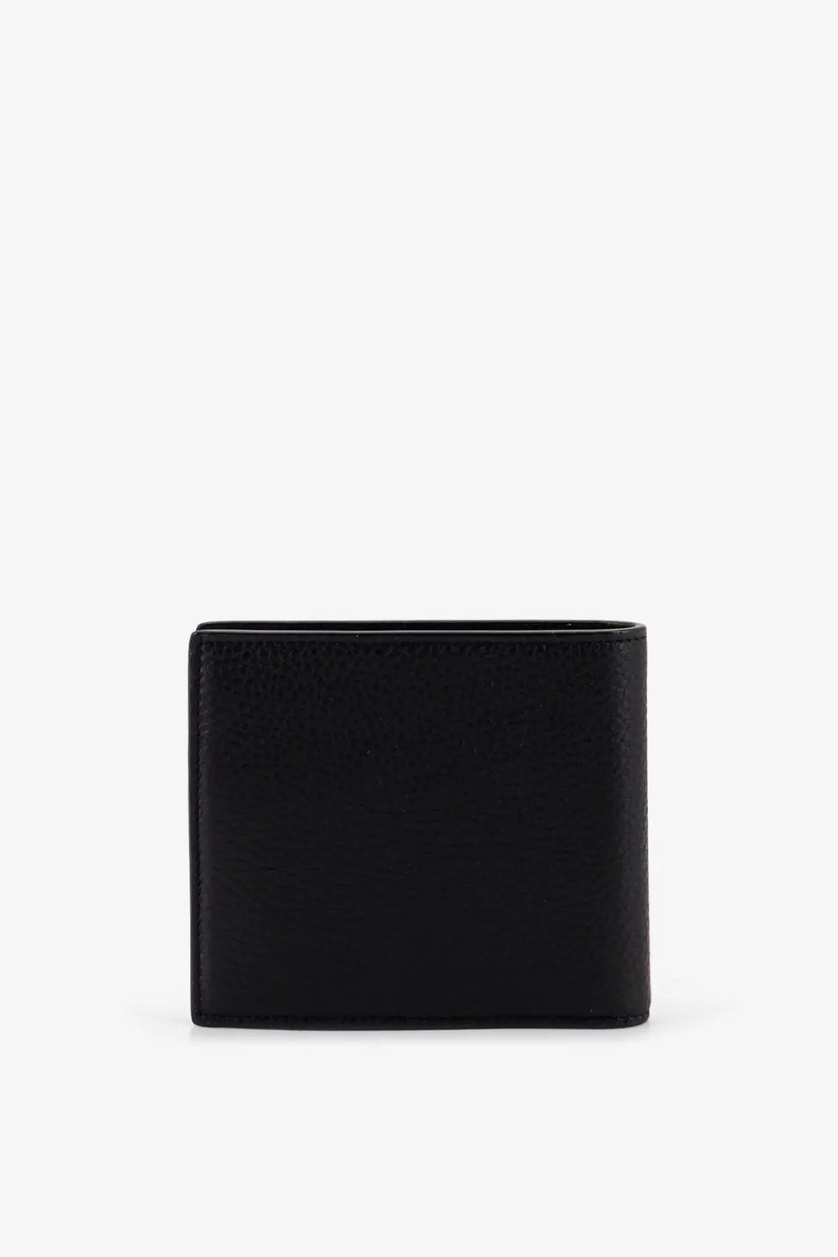 Saint Laurent men’s tiny hammered leather wallet black with minimalist rectangular design and clean edge stitching