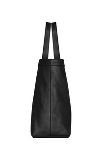 Saint Laurent men’s large black leather tote bag with two slender handles for stylish everyday use