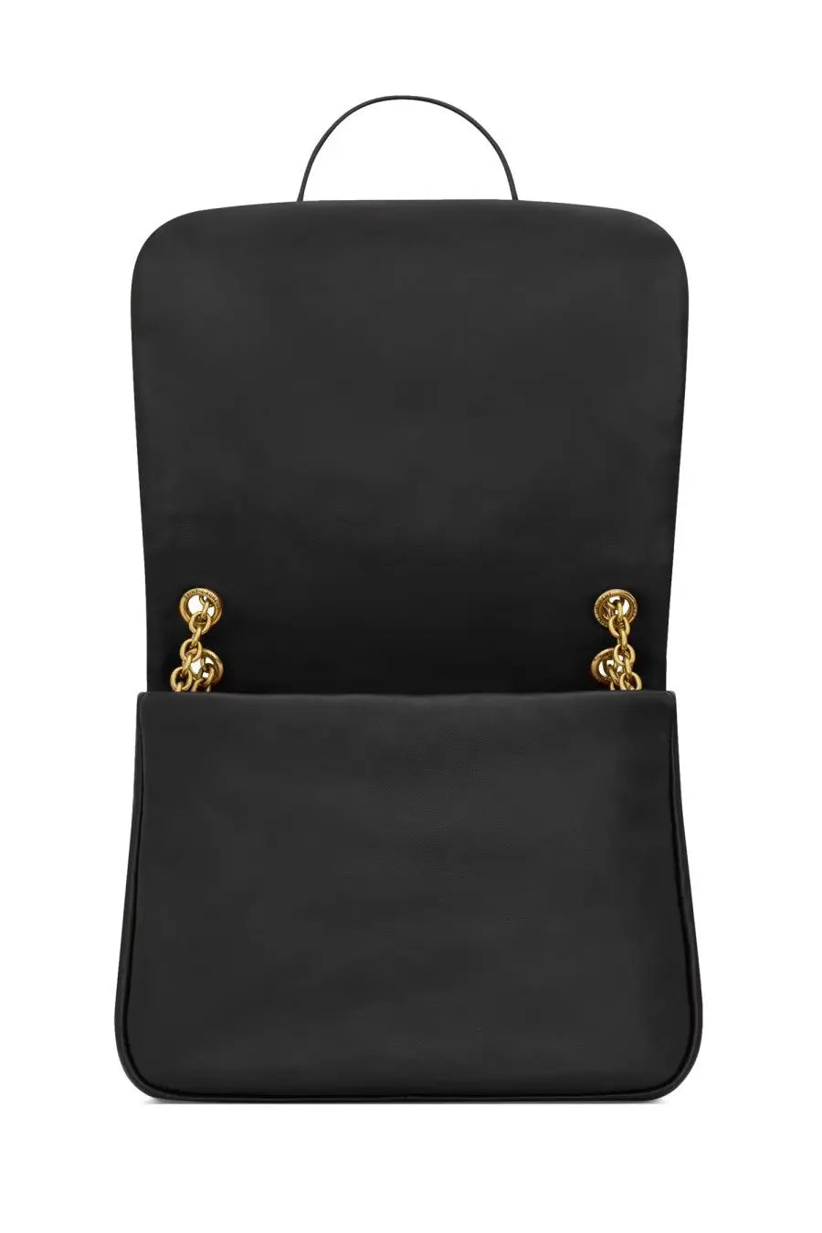 Saint Laurent women’s bag Jamie medium black nylon backpack with gold-tone chain hardware and top handle