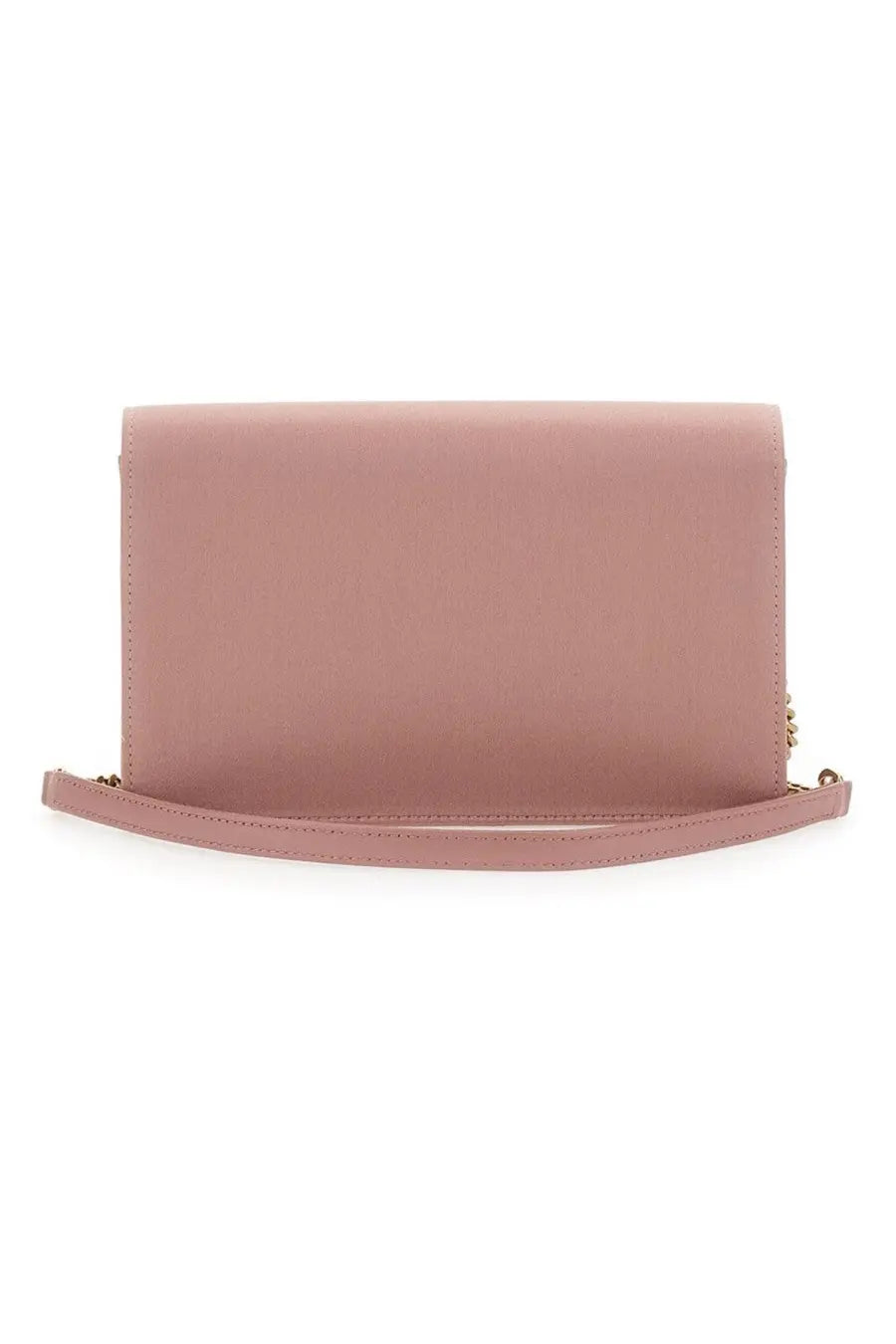 A sleek dusty rose leather clutch with minimalist design and gold-tone hardware from Saint Laurent womens bag Kate Cassandras Blue