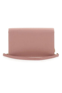 A sleek dusty rose leather clutch with minimalist design and gold-tone hardware from Saint Laurent womens bag Kate Cassandras Blue