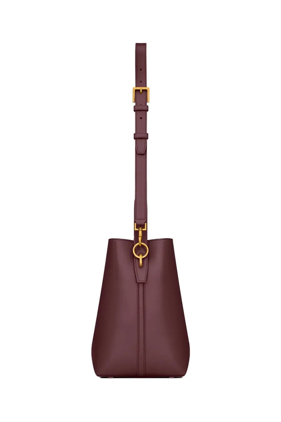Saint Laurent women’s the bag red sleek burgundy leather bucket bag with gold-tone hardware and minimalist design