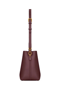 Saint Laurent women’s the bag red sleek burgundy leather bucket bag with gold-tone hardware and minimalist design