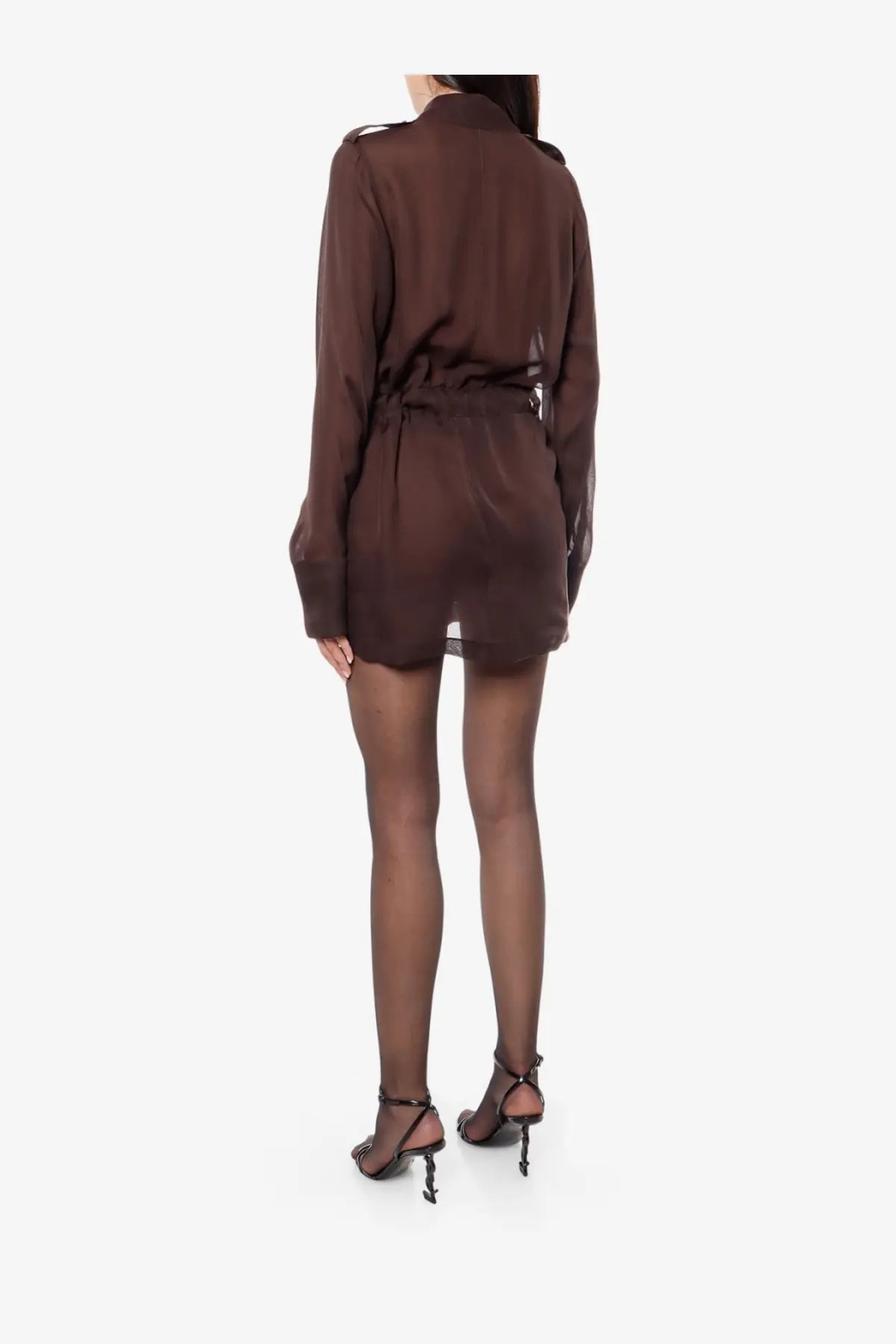 Saint Laurent Women's Biologic Silk Dress Brown