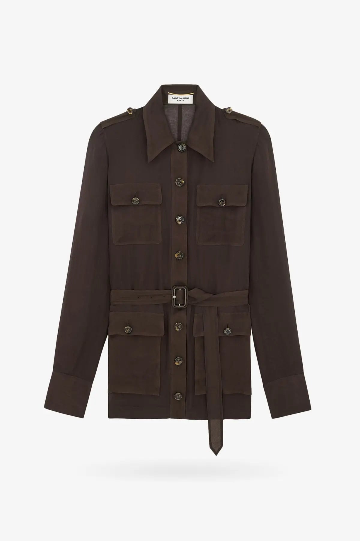 Saint Laurent Women's Biologic Silk Dress Brown