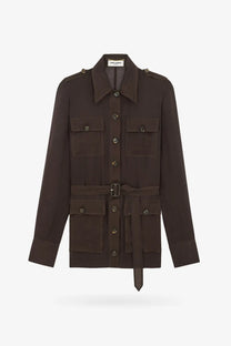 Saint Laurent Women's Biologic Silk Dress Brown