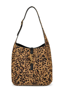 Saint Laurent women’s borsa le à pattern tan and black leopard print shoulder bag with gold-tone ysl logo clasp