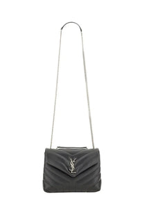 Saint Laurent women’s borsa loulou small black black quilted leather mini shoulder bag with silver chain strap and logo clasp