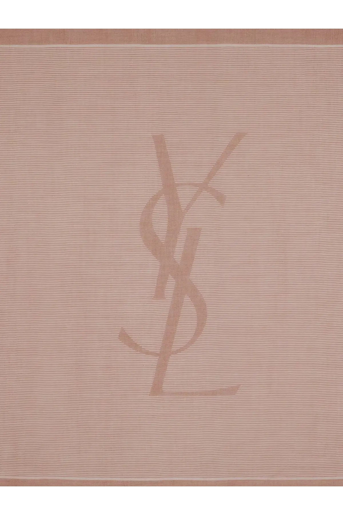 Beige Saint Laurent womens cassandre cashmere and silk scarf with subtle ribbed texture and matching monogram logo