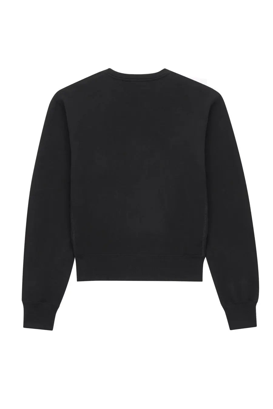 Saint Laurent women’s Cassandre black crewneck sweatshirt with long sleeves and ribbed cuffs in cotton blend material