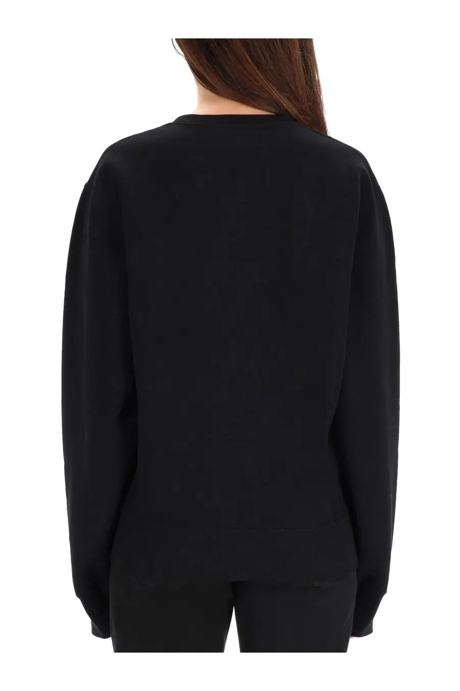 Saint Laurent women’s Cassandre sweatshirt black long-sleeved with relaxed fit and ribbed cuffs in cotton blend