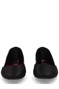 Saint Laurent women’s crepe satin ballerina lou black satin flats with sleek minimalist design for elegant wear