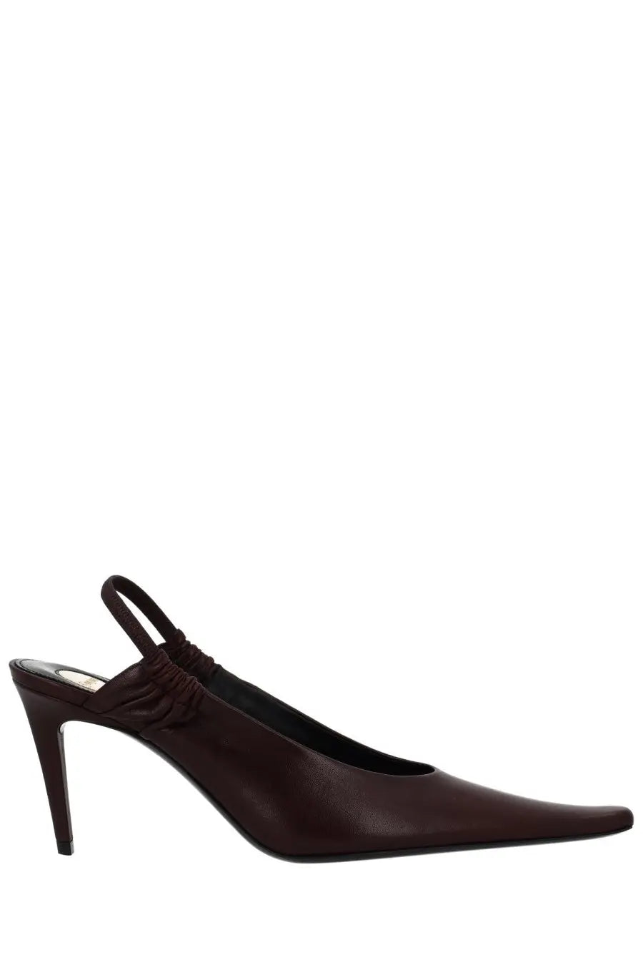 Saint Laurent women’s écolleté anne marie brown dark brown leather slingback pump with pointed toe and slender high heel