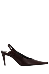 Saint Laurent women’s écolleté anne marie brown dark brown leather slingback pump with pointed toe and slender high heel