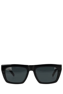 Saint Laurent women’s eyeglass SL M131 black rectangular sunglasses with dark gray lenses and glossy finish