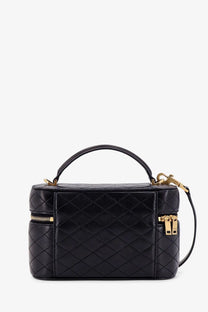 Saint Laurent women’s Gaby vanity bag black quilted leather crossbody with gold-tone hardware and top handle