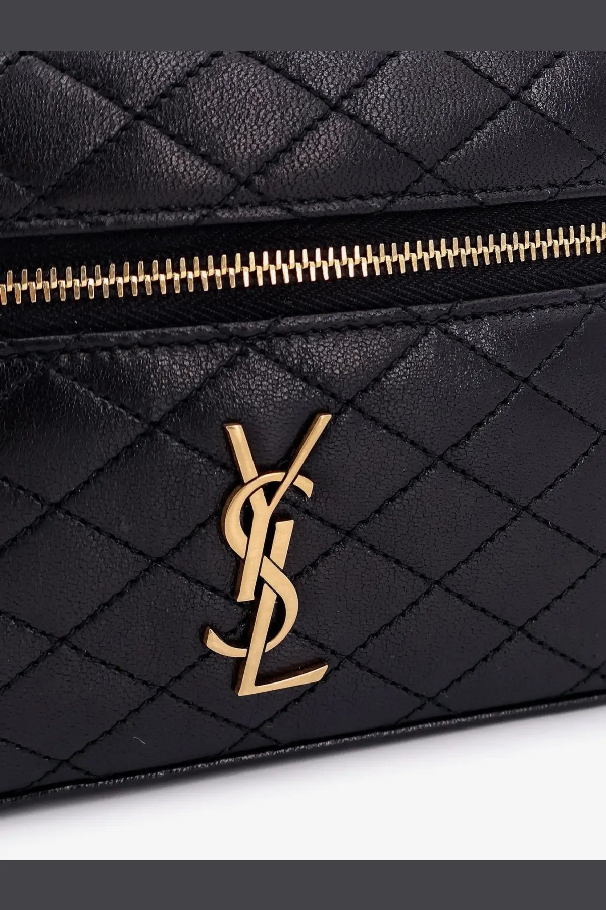 Black quilted leather Saint Laurent YSL clutch with gold-tone hardware for women crossbody bag Saint Laurent Gaby Vanity Bag