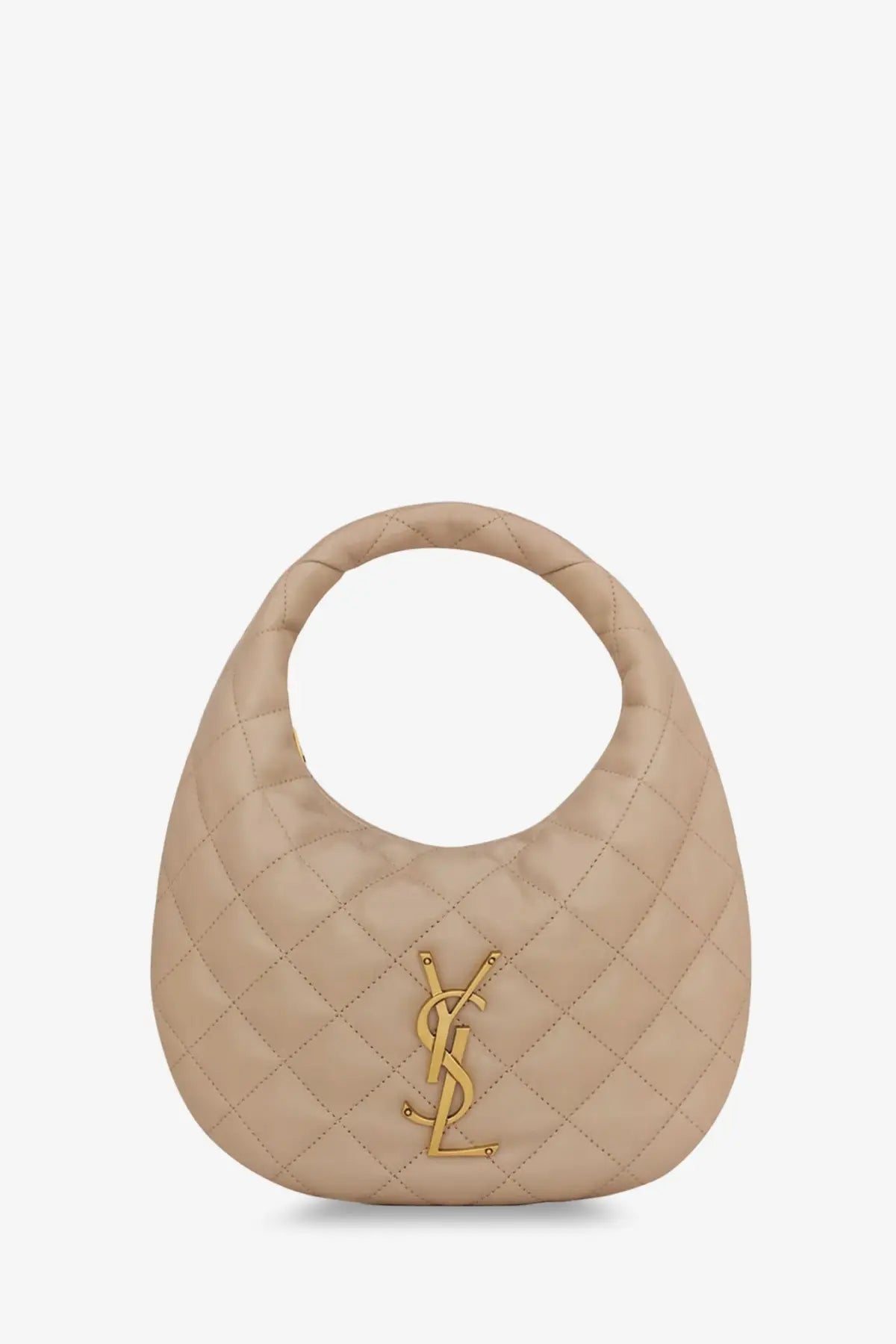 Beige quilted leather hobo bag with gold-tone ysl logo from saint laurent women’s icarino collection