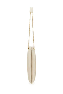 Saint Laurent women’s Jamie Ponchon cream-colored minimalist clutch bag with slender gold-tone chain strap