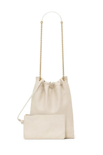Saint Laurent women’s Jamie ponchon bag in cream leather with gold chain strap and matching small clutch
