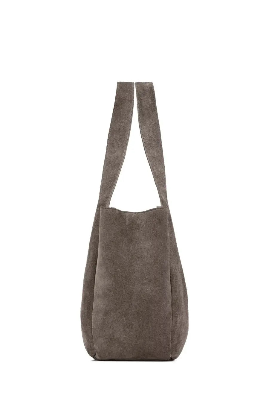 Saint Laurent women’s le à bea taupe suede tote bag with long shoulder straps in grey color