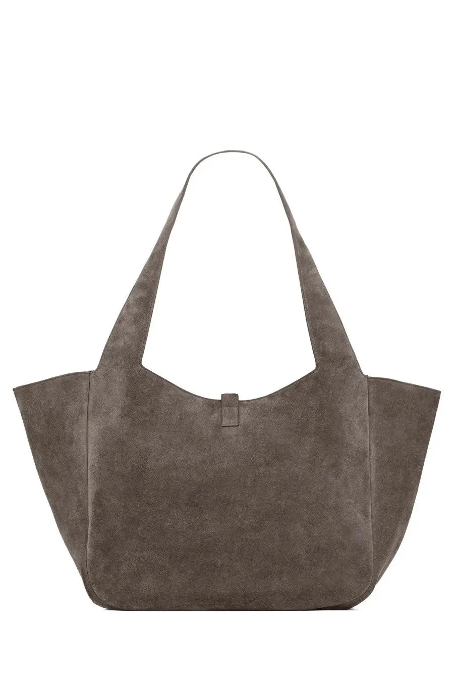 Saint Laurent women’s le à bea bag grey taupe suede tote with minimalist design and slender shoulder straps