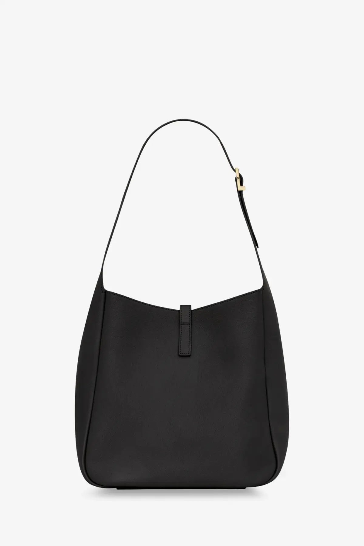 Saint Laurent women’s le à black leather shoulder bag with minimalist design and gold-tone hardware