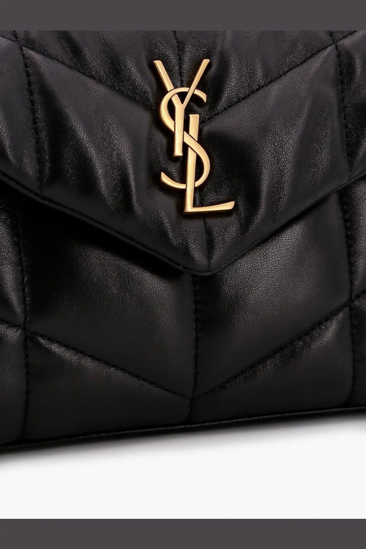 Saint Laurent women’s loulou puffer toy matelassé black quilted leather crossbody bag with gold ysl logo emblem