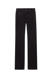 Saint Laurent women’s low waist black denim jeans with straight-leg cut and classic five-pocket design