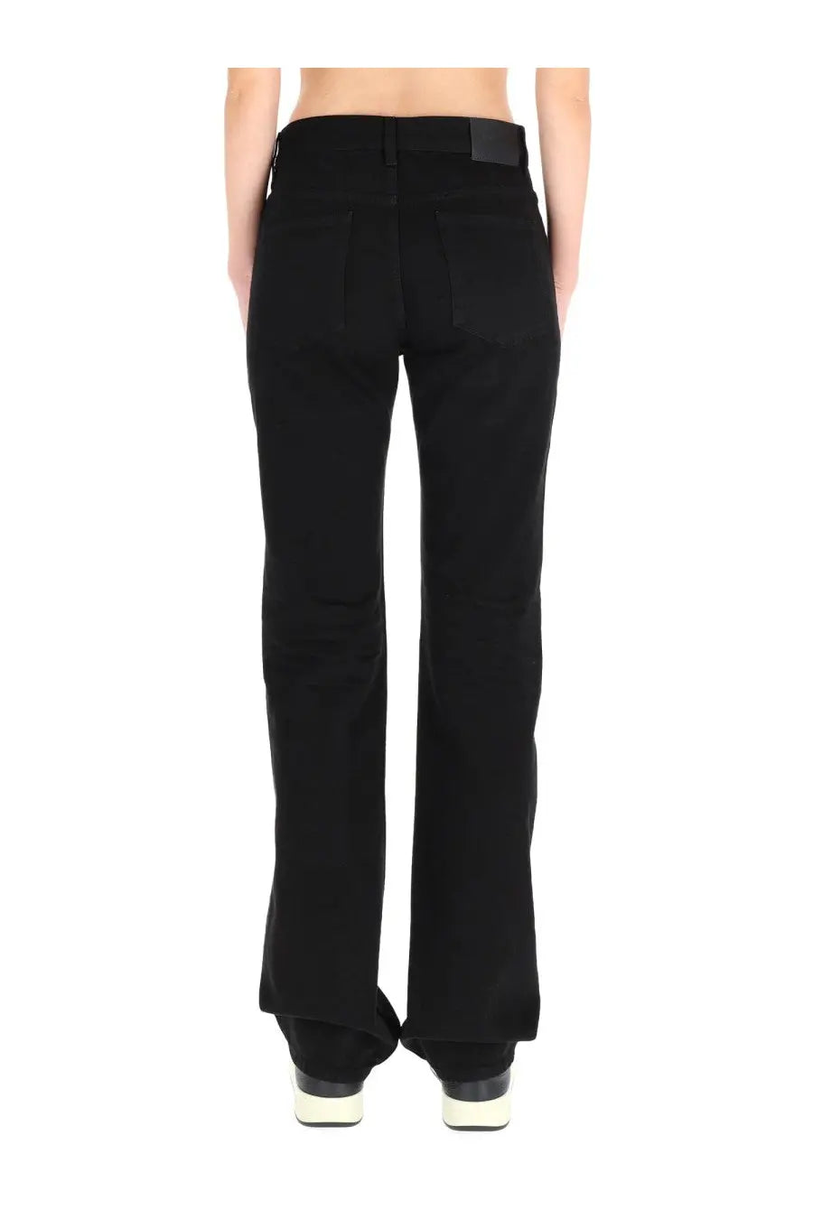 Saint Laurent women’s low waist jeans Nico black straight-leg denim with sleek modern cut and subtle stitching details