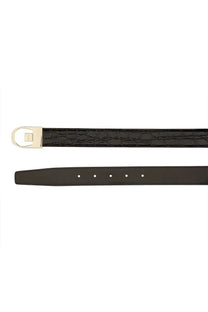 Saint Laurent women’s reversible belt black with black crocodile-embossed leather and gold-tone rectangular buckle