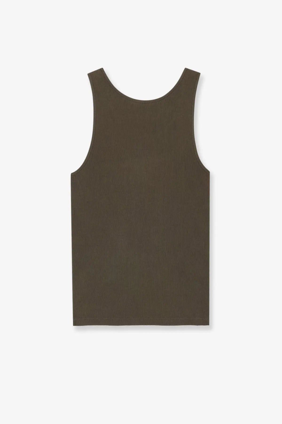 Saint Laurent women’s ribbed cotton tank top in olive green with a minimalist design perfect for casual wear