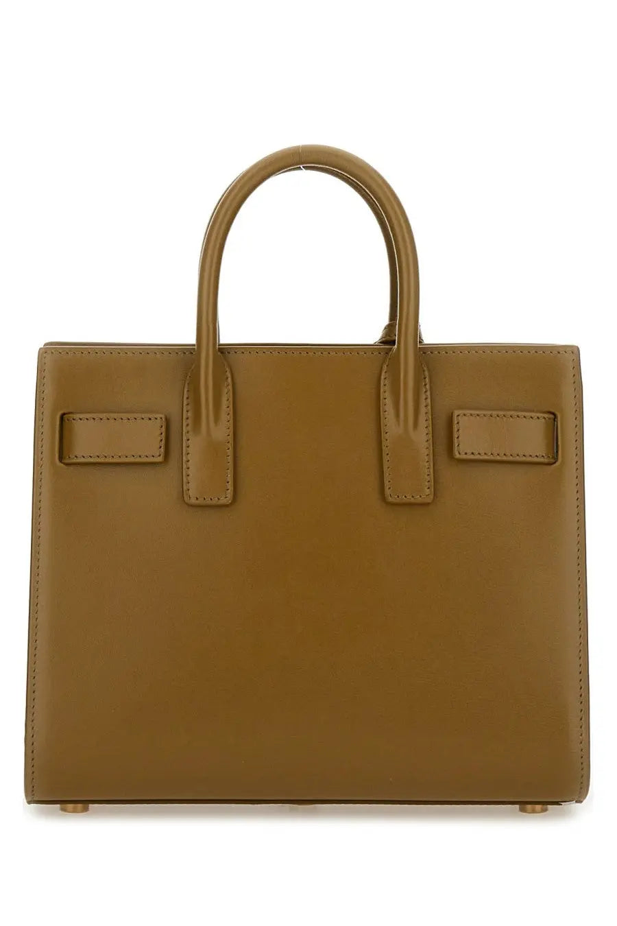 Tan leather saint laurent small bag shown in a saint laurent women’s sac de jour green product listing