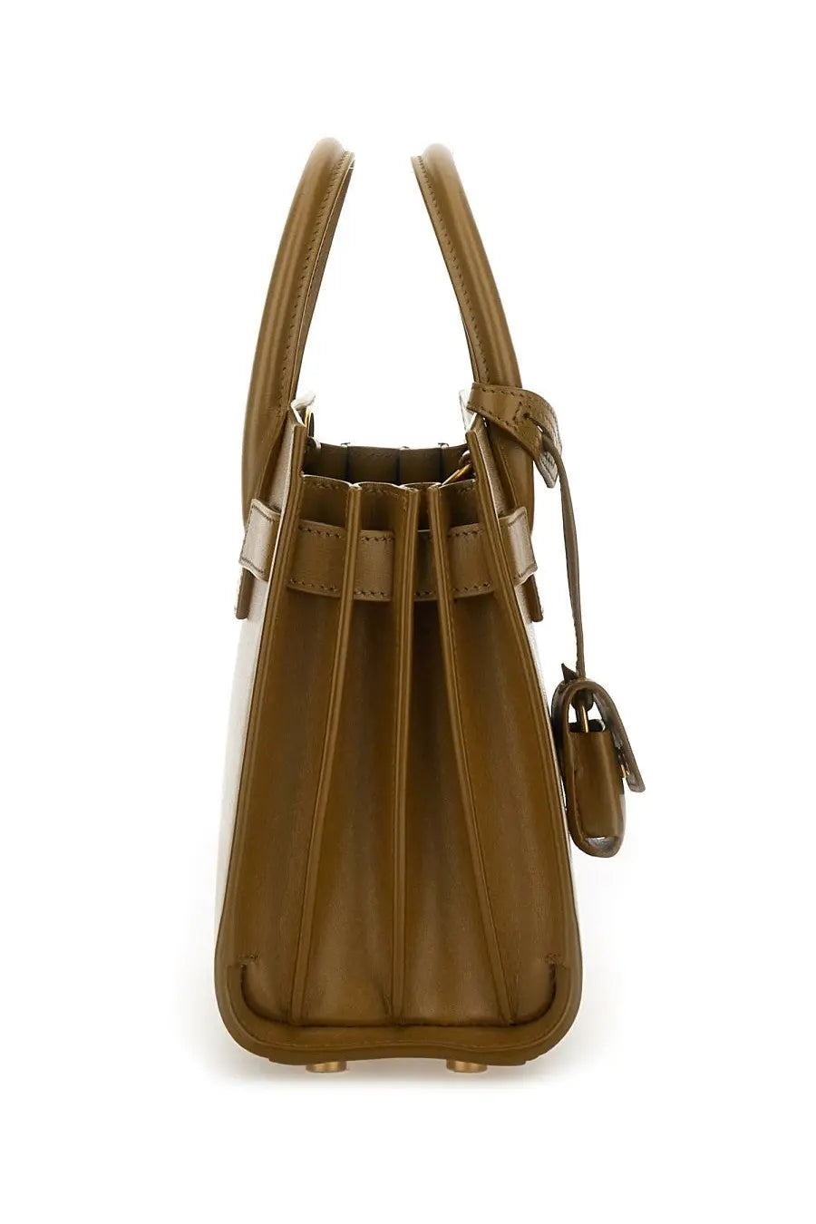 Saint Laurent women’s sac de jour green leather handbag with structured design and gold-tone hardware