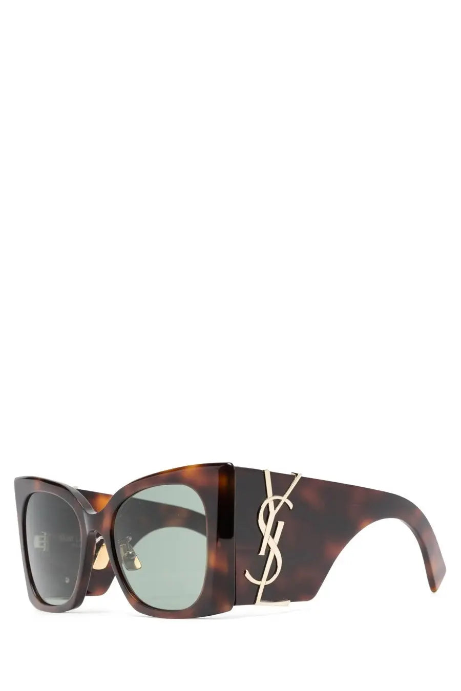 Saint Laurent women’s SL M119 Blaze tortoiseshell acetate sunglasses with gold-tone YSL logo on the temple in brown