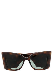 Saint Laurent women’s SL M119 blaze tortoiseshell acetate cat-eye sunglasses with dark gray lenses brown frames