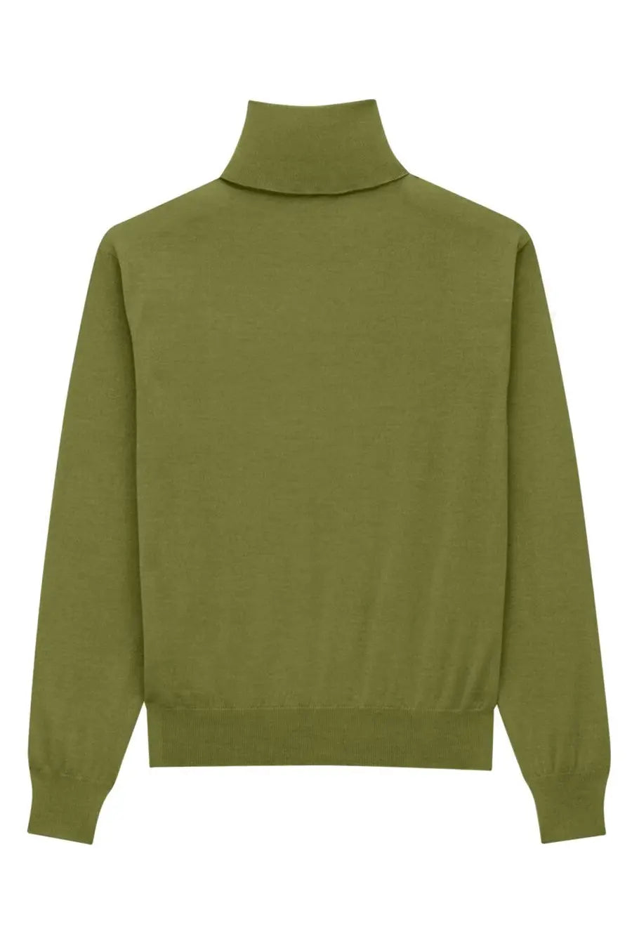 Saint Laurent women’s olive green turtleneck sweater in wool and silk blend for stylish warmth and comfort