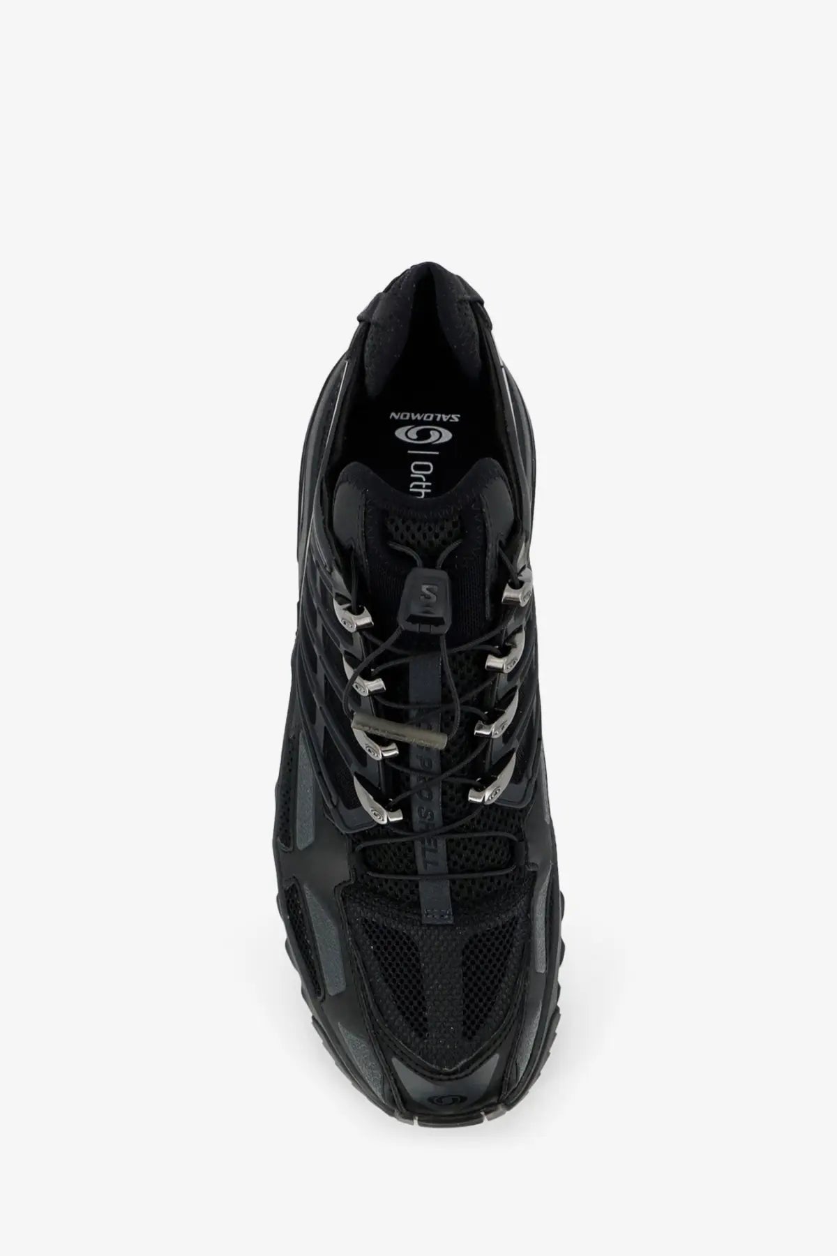 Black Salomon men’s ACS Pro Shell mesh sneakers featuring a sleek modern design with mesh and synthetic overlays