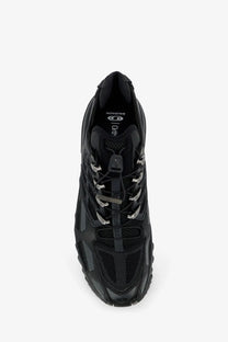 Black Salomon men’s ACS Pro Shell mesh sneakers featuring a sleek modern design with mesh and synthetic overlays