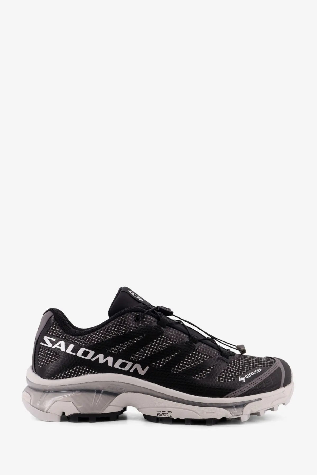 Salomon men’s black xa pro 5 running shoe with mesh upper gray midsole and outsole tread nylon and goretex sneakers