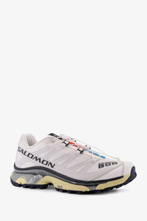 Salomon men’s technical fabric and nylon xa 3 sneaker in white with black and yellow accents and breathable mesh upper