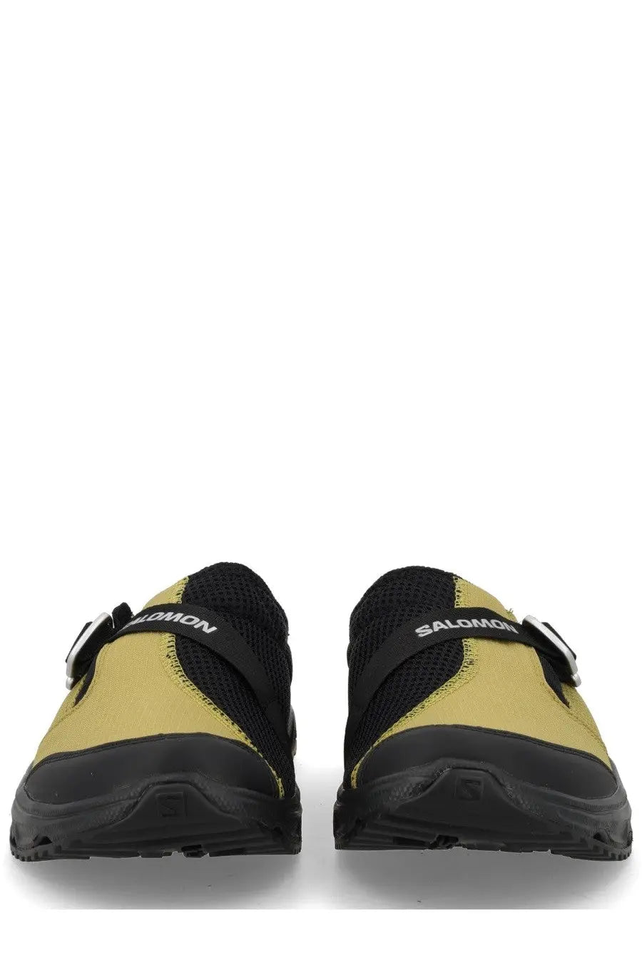 Salomon unisex slide Nomad green sandals with black and olive mesh uppers and adjustable strap closures