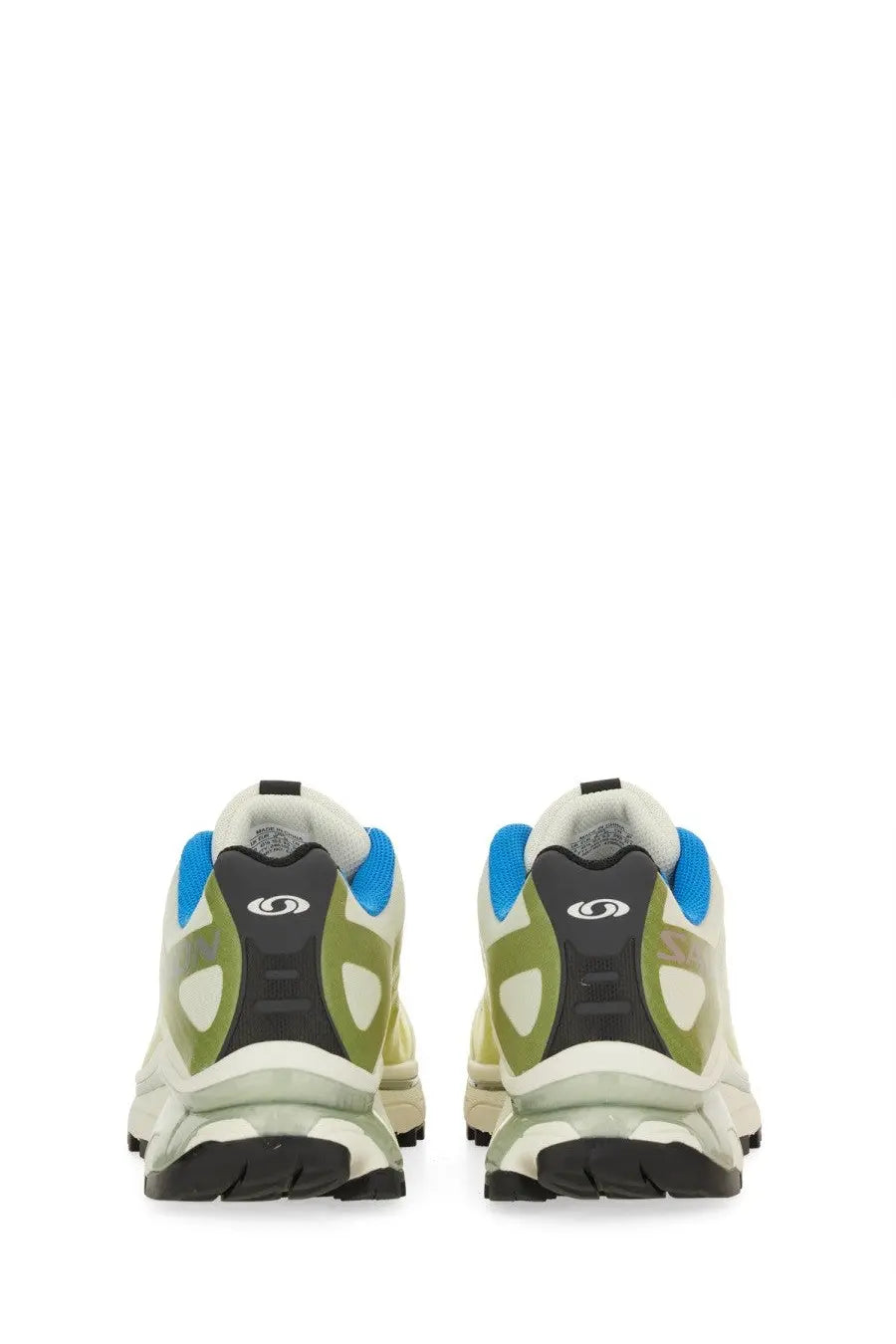 Salomon unisex multicolor sneaker featuring white olive green and blue colors with a chunky sole design