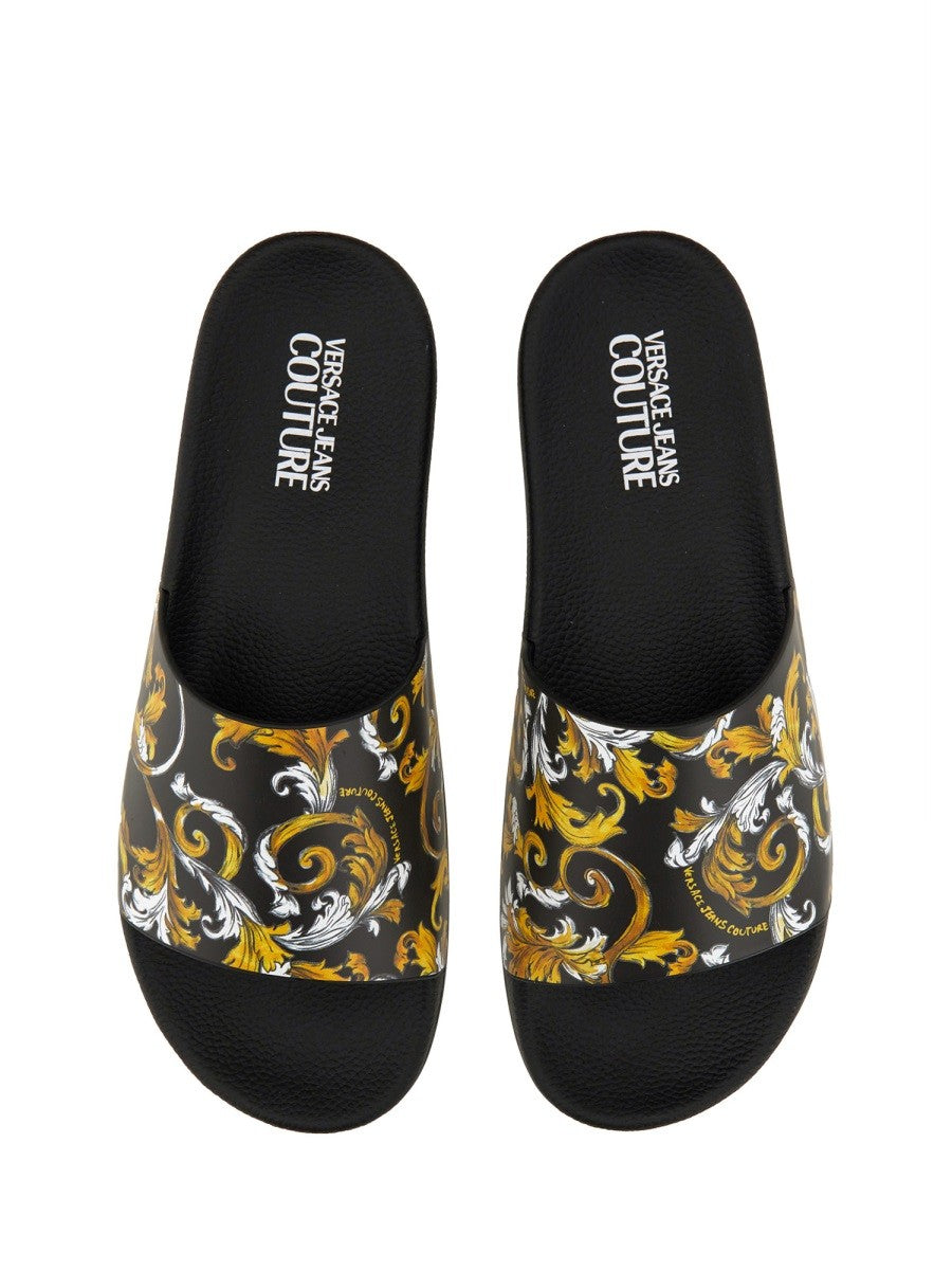 Versace Jeans Couture Men's Sandalo Slide Con Black