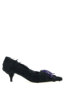 PRADA Satin and Feather Pumps Black