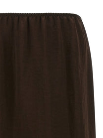 TWINSET Satin Froissé and Lace Skirt Brown