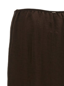 TWINSET Satin Froissé and Lace Skirt Brown