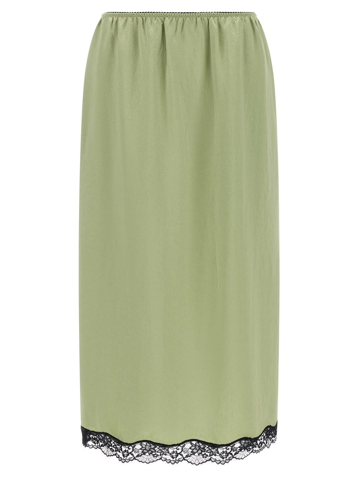 TWINSET Satin Froissé and Lace Skirt Green