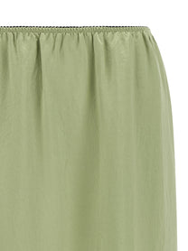 TWINSET Satin Froissé and Lace Skirt Green