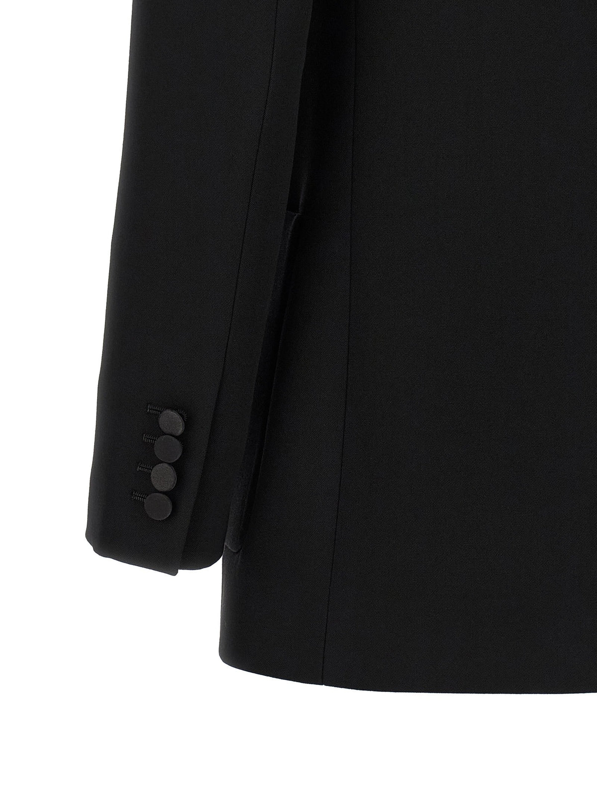 Saint Laurent Satin Lapel Blazer Black